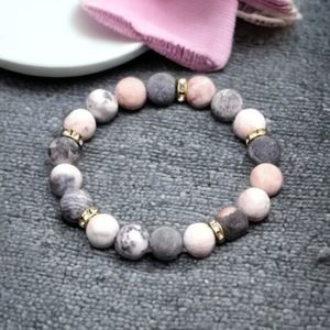 Pink Zebra Jasper Bracelet - Women's 10mm